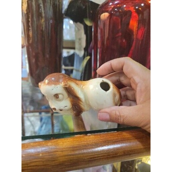 Old Pottery Puppy Dog Toothbrush Or Incense Holder Figural Porcelain Cute - Picture 2 of 8